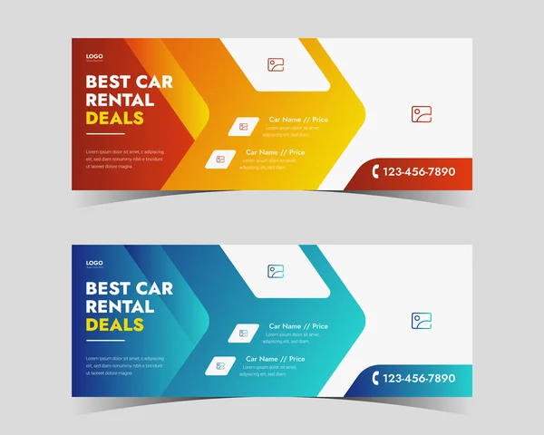 Wypożyczalnia Samochodów Social Media Cover Projekt Pokrywy Wypożyczalni Samochodów Dla — Wektor stockowy