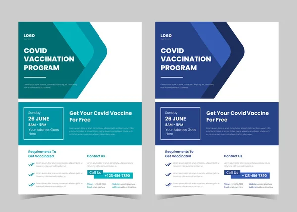 Vaccination Flyer Template Vaccination Clinic Flyer Vaccine Leaflet Template Covid — Stock Vector