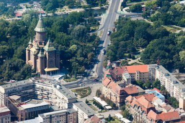 Timisoara Zafer Meydanı üzerinde hava manzarası, 