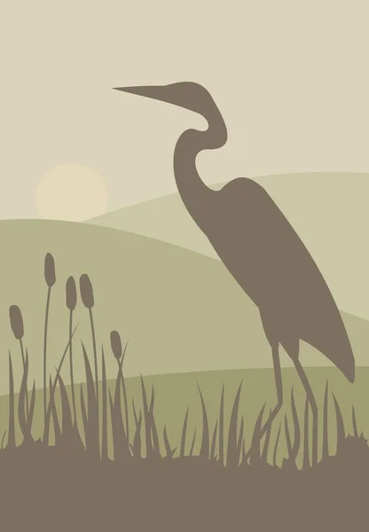 Heron silhouet — Stockvector