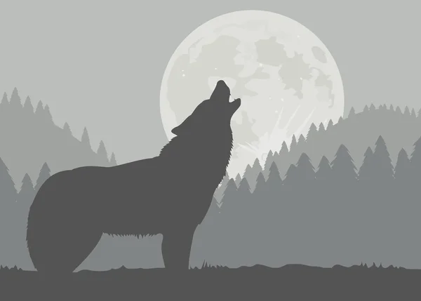 Moon Wolf — Stock vektor