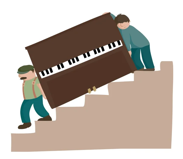 Moving a piano downstairs — Stock Vector