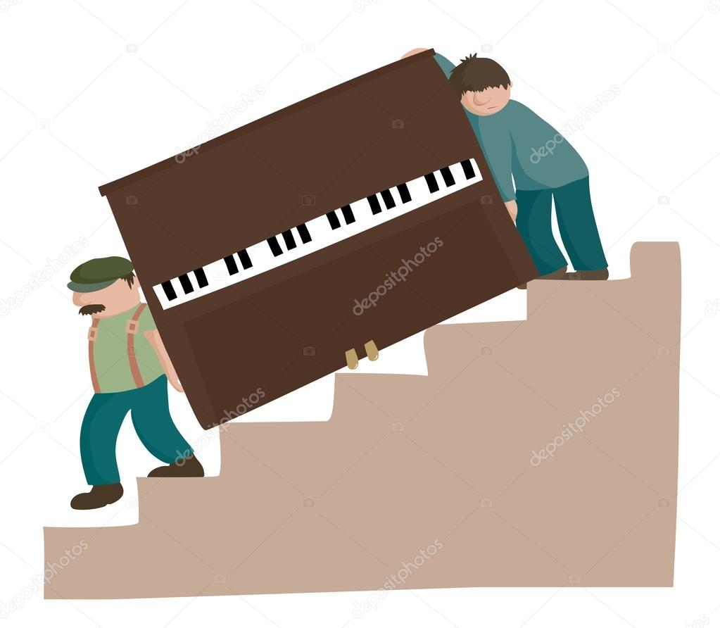 Moving a piano downstairs
