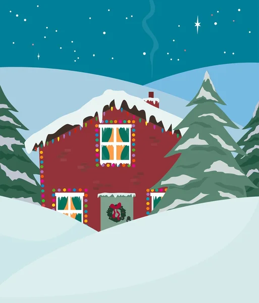 Kerst huis — Stockvector