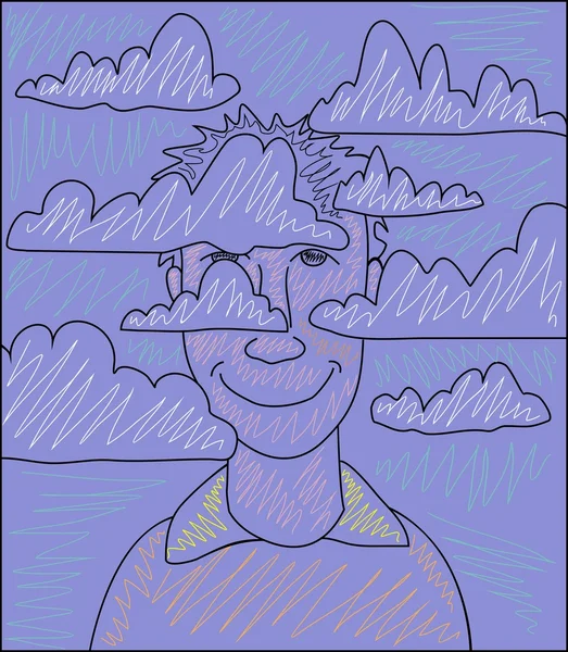 La tête dans les nuages — Image vectorielle