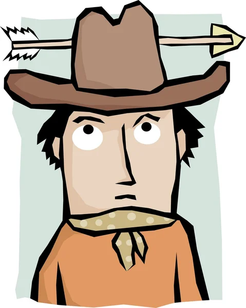 Cowboy met pijl in hoed — Stockvector