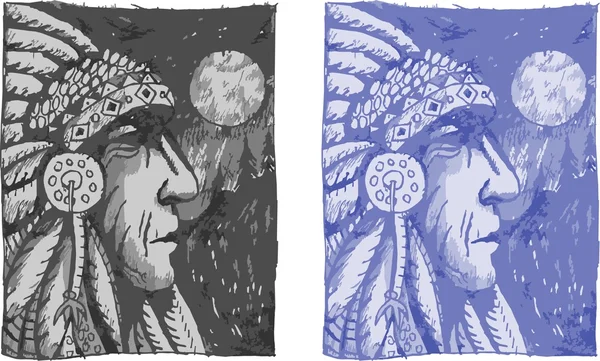 Native American Chief Profil — Stockvektor