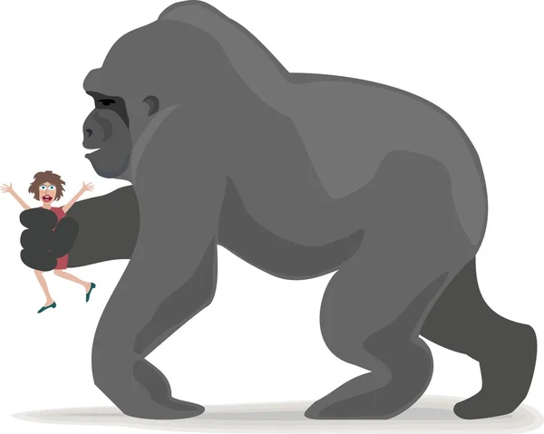 Гігантська мавпа бере жінку — стоковий вектор
