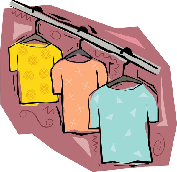 Camisetas en perchas . — Vector de stock