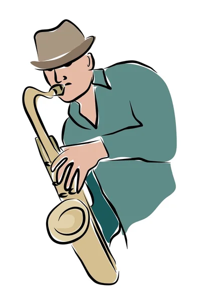 Joueur de saxophone sketchy — Image vectorielle