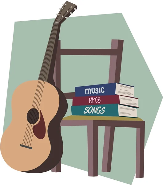 Gitarr och musik böcker — Stock vektor