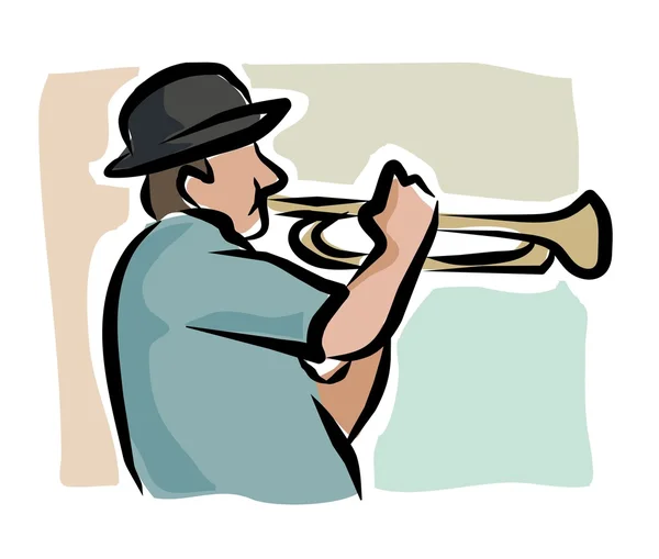 Skizzenhafter Trompeter — Stockvektor