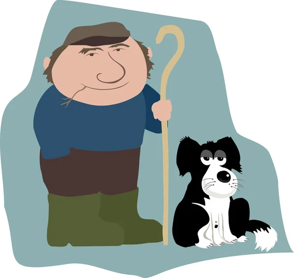 Çiftçi ve köpek — Stok Vektör