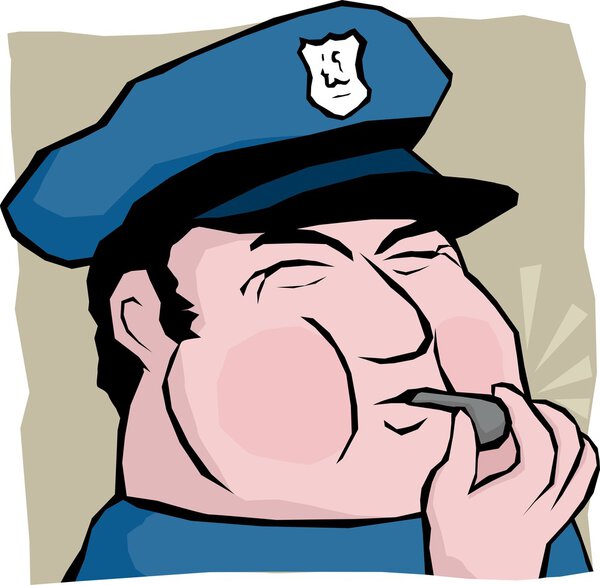 Cop blowing whistle