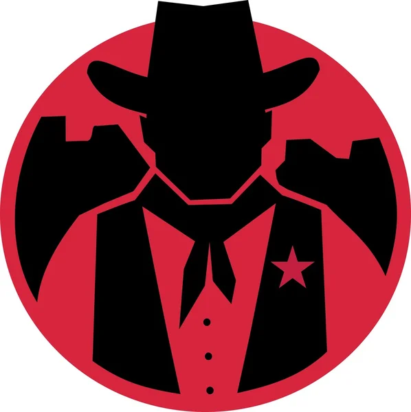 Silhouette cowboy sheriff — Stock vektor