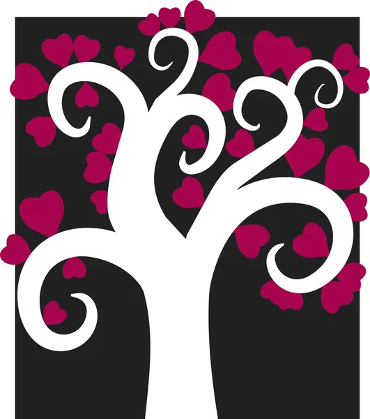 Aşk kalp ağaç — Stok Vektör