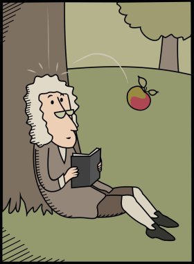 Isaac Newton and apple clipart