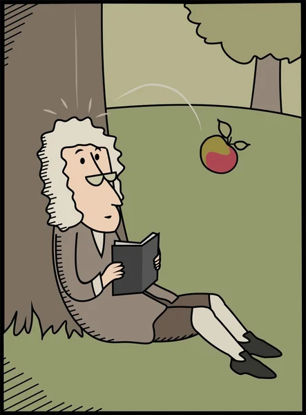 Isaac Newton ve elma — Stok Vektör