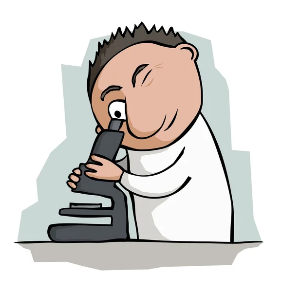 Scientist with microscope — Stock Vector