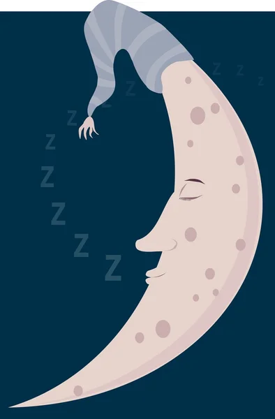 眠そうな月 — ストックベクタ