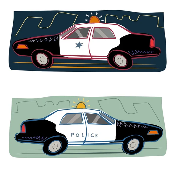 Coche de policía de dibujos animados — Vector de stock