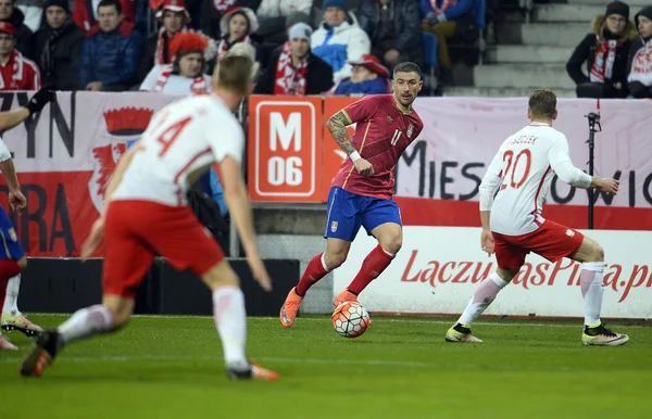 Vriendschappelijke voetbalwedstrijd Polen - Servië — Stockfoto