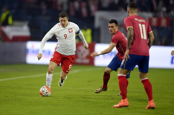 Amistoso partido de fútbol Polonia - Serbia — Foto de Stock