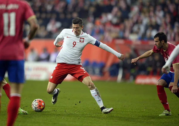 Amistoso partido de fútbol Polonia - Serbia — Foto de Stock