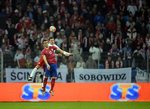 Φιλικό ποδοσφαιρικό παιχνίδι Πολωνία - Σερβία — Φωτογραφία Αρχείου