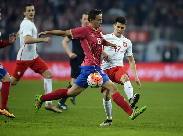 Amistoso partido de fútbol Polonia - Serbia — Foto de Stock