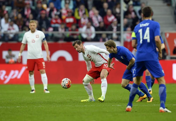 Amistoso partido de fútbol Polonia - Finlandia — Foto de Stock