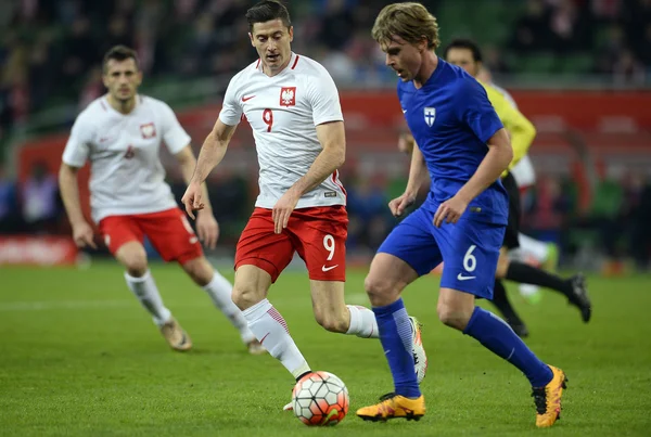 Amistoso partido de fútbol Polonia - Finlandia — Foto de Stock