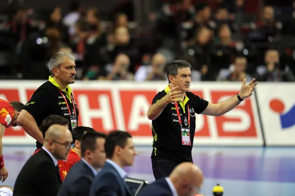 Handball-EM Deutschland Spanien — Stockfoto