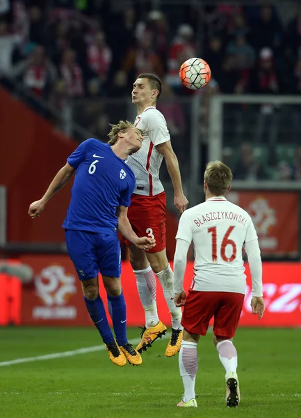 Amistoso partido de fútbol Polonia - Finlandia — Foto de Stock