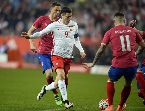 Amistoso partido de fútbol Polonia - Serbia — Foto de Stock