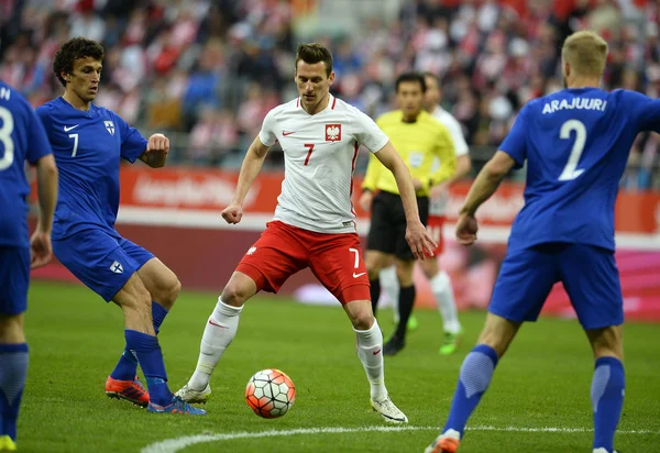 Amistoso partido de fútbol Polonia - Finlandia — Foto de Stock