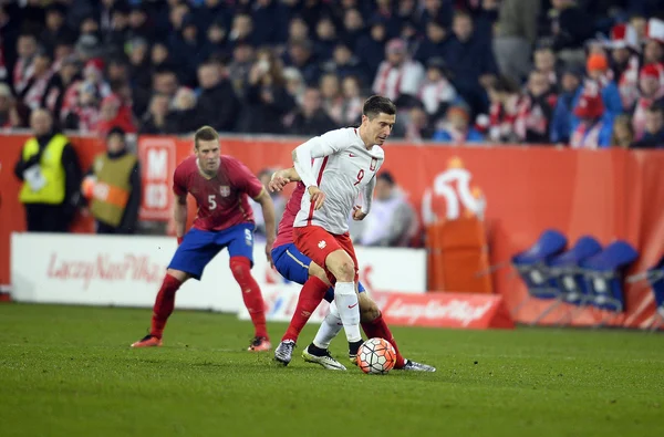 Amistoso partido de fútbol Polonia - Serbia — Foto de Stock