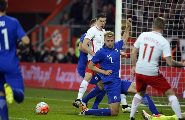 Amistoso partido de fútbol Polonia - Finlandia — Foto de Stock