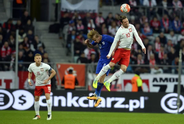 Amistoso partido de fútbol Polonia - Finlandia — Foto de Stock