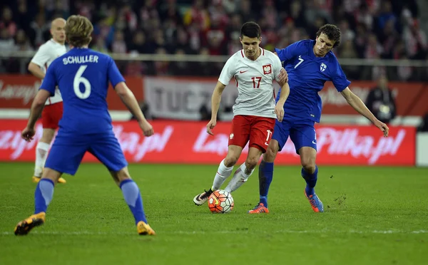 Amistoso partido de fútbol Polonia - Finlandia — Foto de Stock