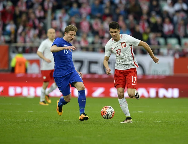 Amistoso partido de fútbol Polonia - Finlandia — Foto de Stock