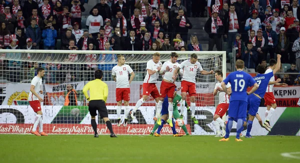 Amistoso partido de fútbol Polonia - Finlandia — Foto de Stock