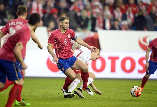 Amistoso partido de fútbol Polonia - Serbia — Foto de Stock