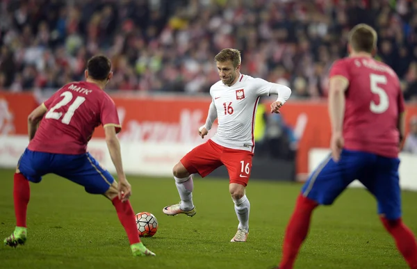 Amistoso partido de fútbol Polonia - Serbia — Foto de Stock