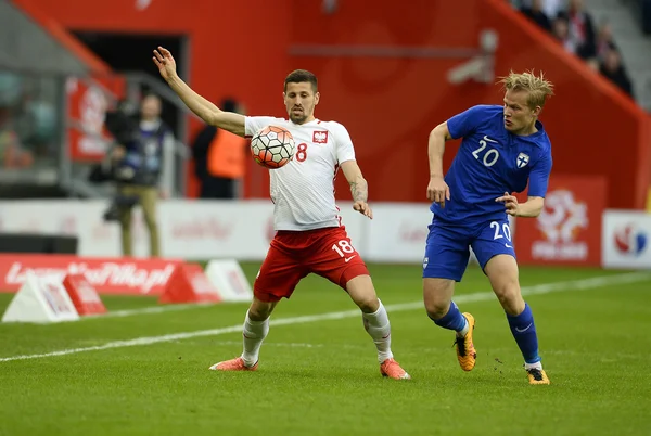 Amistoso partido de fútbol Polonia - Finlandia — Foto de Stock