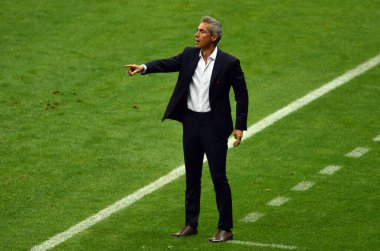 WARsaw, POLAND - 08 Eylül 2021: Dünya Kupası 2022 Katar eleme derecesi Polonya - İngiltere, Paulo Sousa Koç (Polonya) 