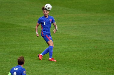 WARsaw, POLAND - 08 Eylül 2021: Dünya Kupası 2022 Katar eleme derecesi Polonya - İngiltere, Kalvin Phillips (İngiltere) 