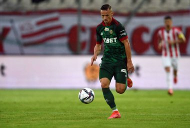CRACOV, POLAND - AĞUSTOS 01, 2021: Polonya Futbol Ligi maçı Krakovia Krakow - Slask Wroclaw, Robert Pich (Slask Wroclaw) 
