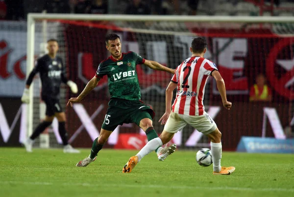 CRACOV, POLAND - AĞUSTOS 01, 2021: Polonya Futbol Ligi oyunu Krakovia Krakow - Slask Wroclaw, Mark Tamas (Slask Wroclaw) 