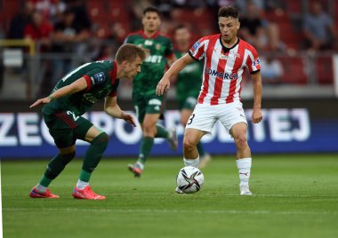 CRACOV, POLAND - AUGust 01, 2021: Polonya Futbol Ligi oyunu Krakovia Krakow - Slask Wroclaw, Patryk Zaucha (Krakovia)) 